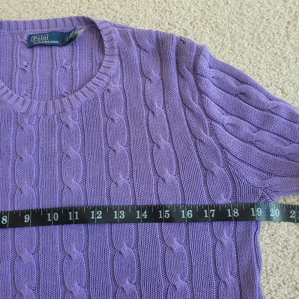 Polo Ralph Lauren Lavender Cable Knit Crewneck Women's Sweater Size L - Picture 8 of 10
